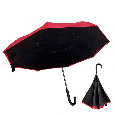 Зонт-трость наоборот Shifter, черно-красный (Чёрно-красный)