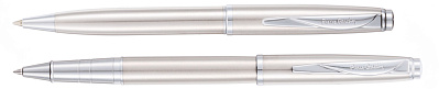 Набор  Pierre Cardin PEN&PEN: ручка шариковая + роллер. Цвет - серебристый. Упаковка Е. (Серебристый)