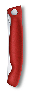 Нож для овощей VICTORINOX SwissClassic, складной, лезвие 11 см с волнистой кромкой, красный