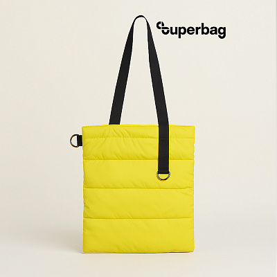 Шоппер Superbag Bubble, стёганый, с магнитной кнопкой (жёлтый с чёрным) (Жёлтый с чёрным)
