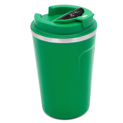 Термокружка Moon с дисплеем, 380мл, темно-зеленая (Темно-зеленый)