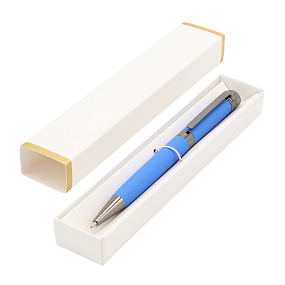 Ручка Senator в коробке Cradle белой с позолотой, синяя (Синий)