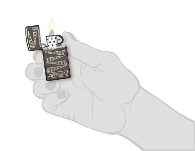 Зажигалка 65th Anniversary Zippo Slim® с покрытием Black Ice®, латунь/сталь, чёрная, 29x10x60 мм