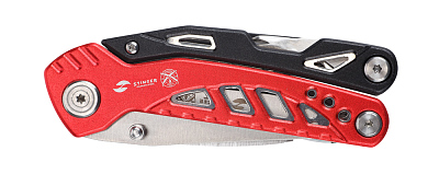 Мультитул Stinger, 107x37 мм, 11 функций, сталь/алюминий, красно-чёрный, в нейлоновом чехле