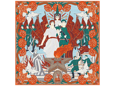 Платок 80 лет Великой Победы (Красный) Платок 80 лет Великой Победы (Красный)