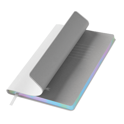 Ежедневник Galaxy недатированный, гибкая обложка, срез голограф. фольга, белый (Белый, серый, бежевый, многоцветный)