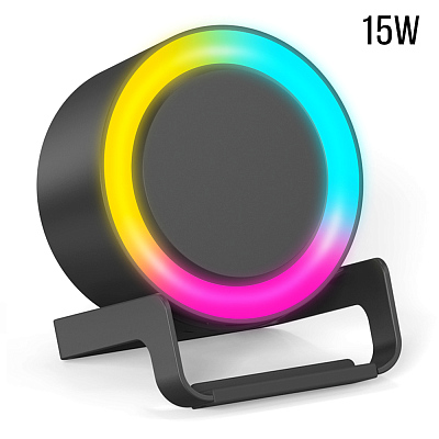 Беспроводная Bluetooth колонка U-Tone RGB c функцией беспроводной зарядки 15W, черный (Черный.)