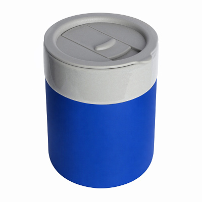 Кружка керамическая Silvia с силиконовой манжетой, серая-синяя (Серый/синий)