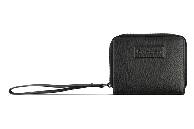 Кошелёк женский BUGATTI Elsa, с защитой данных RFID, чёрный, воловья кожа/полиэстер, 11х2,5х9 см