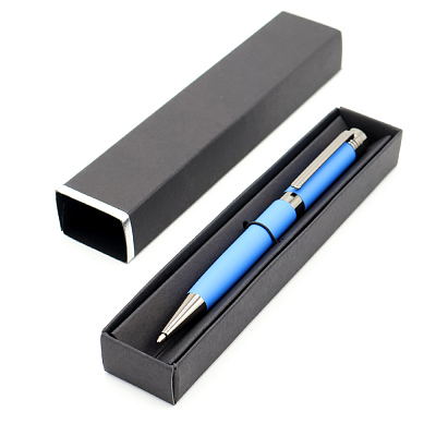 Ручка Senator в коробке Cradle чёрной с серебристым, синяя (Синий)