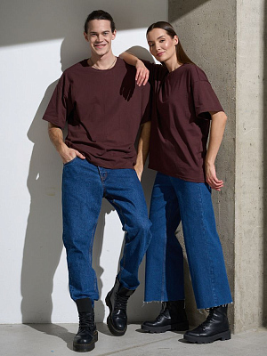 Футболка Oversize Premium, коричневая (шоколад)