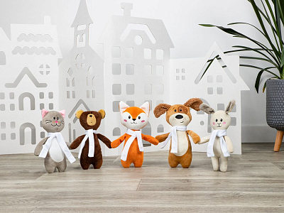 Мягкая игрушка Beastie Toys, заяц с белым шарфом