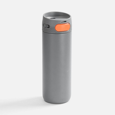 Термостакан X1 с цветной кнопкой, белый с серым (Серый)