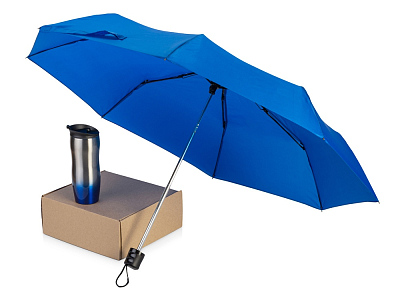 Подарочный набор On the go с термокружкой и зонтом (Синий)