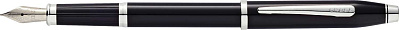 Перьевая ручка Cross Century II Black lacquer  лак с отделкой родием, перо F (Черный)