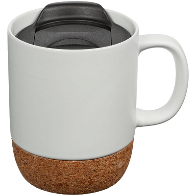 Кружка с пробковой подставкой Corky Walk, белая (Белый)