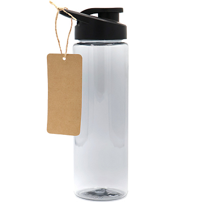 Пластиковая бутылка Ronny To Go с биркой, чёрная (Чёрный)