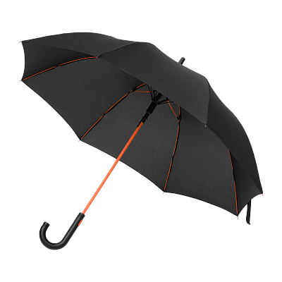 Зонт-трость Quantum, черный/оранжевый (Черный, оранжевый)