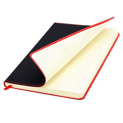 Блокнот A5 Blackjack в мягком переплёте, красный (Чёрно-красный)