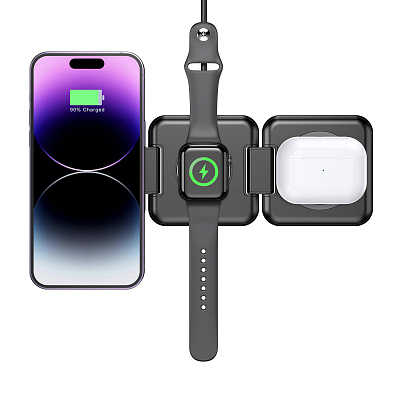 Складная беспроводная (15W) зарядная станция "Flip" с MagSafe, черный