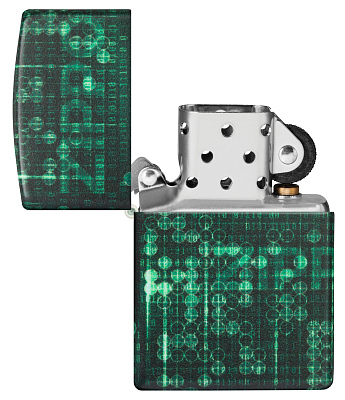Зажигалка ZIPPO Pattern с покрытием Glow In The Dark Green, латунь/сталь, черно-зеленая, 38x13x57 мм