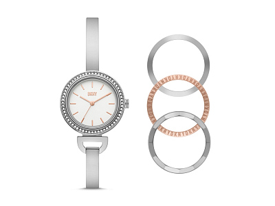 Часы наручные со сменными безелями, женские (Серебристый)