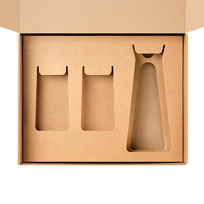 Доп. ложемент под декантер + 2 высоких стакана в большую универсальную коробку крафт (арт. 21005.020)