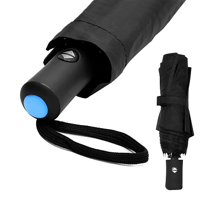 Автоматический противоштормовой зонт Vortex To Go, чёрный/голубой (Черный/голубой)