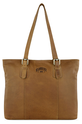 Сумка женская KLONDIKE RUSH «Lily»,натуральная кожа в коньячном цвете, 42,5 х 29 х 13 см (Коричневый)