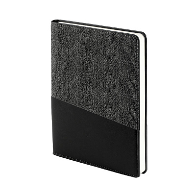 Ежедневник недатированный DENIM, черный, формат А5, блок в линейку (Чёрный)