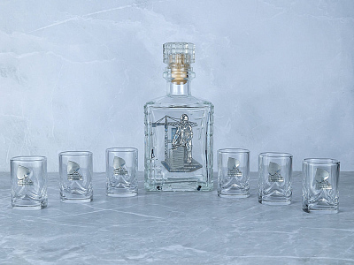 Набор со штофом Строительный (Прозрачный/серебристый)