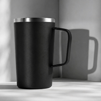 Стальная кружка с двойными стенками и порошковым покрытием Tibet (Чёрный)
