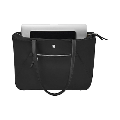Сумка VICTORINOX Victoria Signature Tote, черная, нейлон/кожа, 51x15x30 см, 19 л