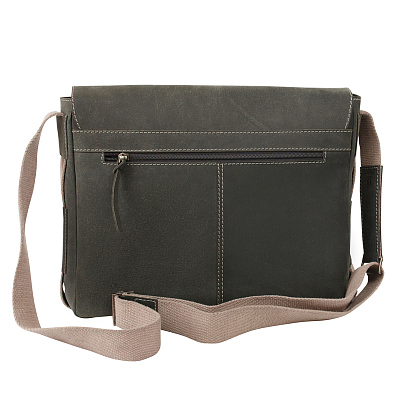 Сумка KLONDIKE Native, натуральная кожа в черном цвете, 39 х 10 х 31 см