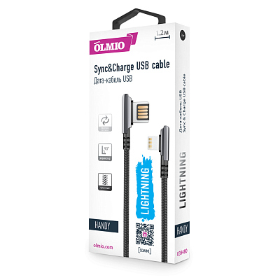 Кабель Olmio HANDY Lightning угловой