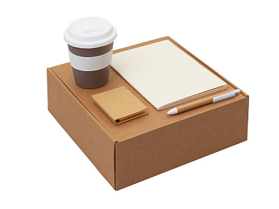 Набор Halm с блокнотом, ручкой и стаканом (Белый, бежевый, коричневый, серый)