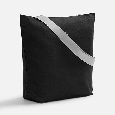 Шопер B5, черный с широкими оранжево-неоновыми ручками (Серый)