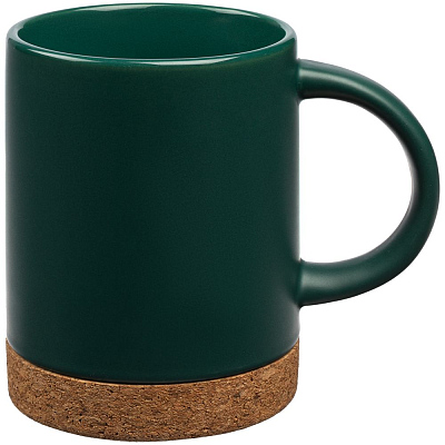 Кружка с пробковой подставкой Corky, зеленая (Зеленый)