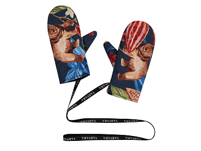 Варежки Мишки в шоколаде (Мультиколор)