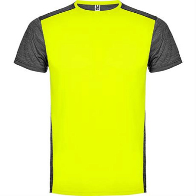 Спортивная футболка ZOLDER мужская, ФЛУОРЕСЦЕНТНЫЙ ЖЕЛТЫЙ/ПЁСТРЫЙ ЧЕРНЫЙ L (Флуоресцентный желтый/Пёстрый черный)