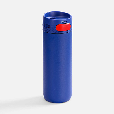 Термостакан X1 с цветной кнопкой  с красным (Синий)