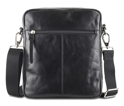 Сумка через плечо Mano "Don Luca", натуральная кожа в черном цвете, 23 х 26,5 х 4,5 см