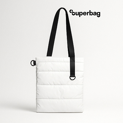 Шоппер Superbag Bubble, с кнопкой (белый с черным) (Белый с черным)