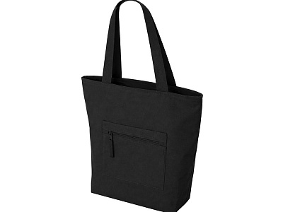 Сумка на молнии Zipper Neo из хлопка 280 г c карманом на молнии спереди (Чёрный)