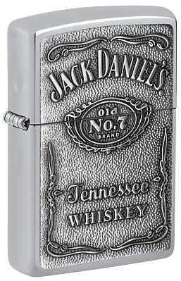 Зажигалка ZIPPO Jack Daniels® с покрытием High Polish Chrome латунь/сталь серебристая 38x13x57 мм