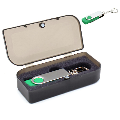 Флешка Twist 16 Гб в футляре, зеленая (Зеленый)