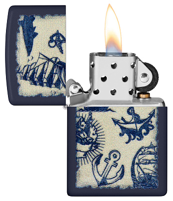Зажигалка ZIPPO Nautical Design с покрытием Navy Matte, латунь/сталь, синяя, матовая, 38x13x57 мм
