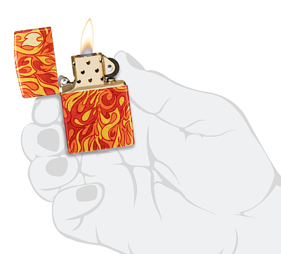 Зажигалка ZIPPO Fire с покрытием 540 Tumbled Brass, латунь/сталь, разноцветная, 38x13x57 мм