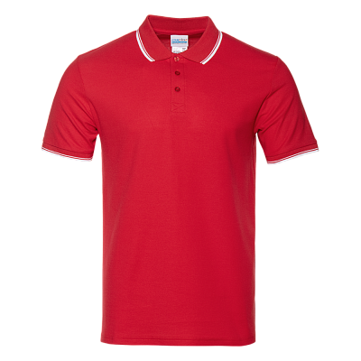 Рубашка поло мужская STAN с окантовкой хлопок/полиэстер 185, 04T (Красный)