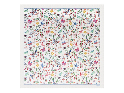 Шелковый платок Butterfly White (Белый, разноцветный)